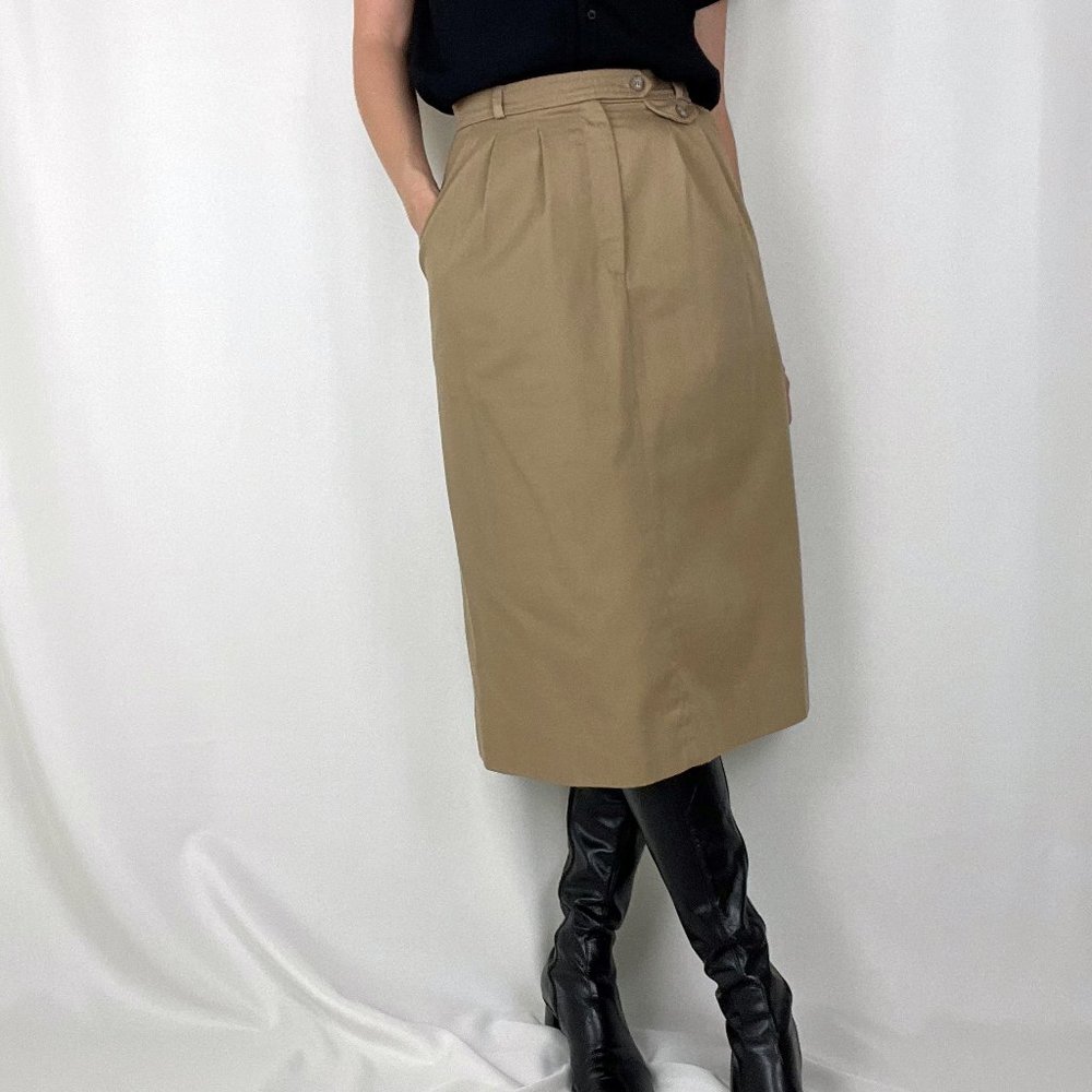 Vintage Tan Pencil Midi Skirt